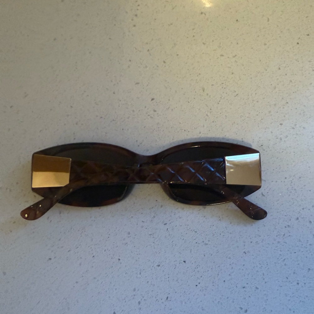 Slim Rectangular Tortoiseshell Sunglasses - Brown… - image 4
